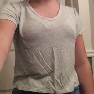 Cream colored V-neck crop top